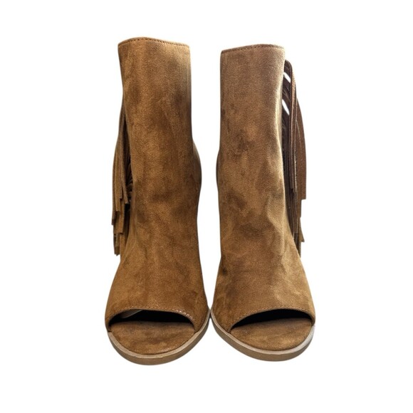 DV By Dolce Vita Ankle Boot Booties Sz 6 Brown Suede Tassels Fringe Peep Toe - Picture 10 of 10